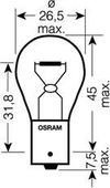 Фото Лампа накаливания сигнальная P21W BA15s Original 12V 21W Блистер 2шт 750602B Osram