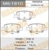 Фото MS,1910,колодки дисковые задн,,, Toyota Auris,Corolla 1,4D,4D,1,4VVTi,1,6VVTi,2,0D,4D 07, MS1910 Masuma