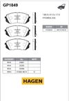 Фото Колодки тормозные передние GP1849 Hagen (58101-D4A20) Sangsin GP1849 Sangsin