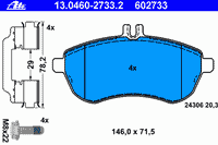 Комплект тормозных колодок, дисковый тормоз 13.0460-2733.2 Ate