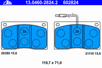 Комплект тормозных колодок, дисковый тормоз 13.0460-2824.2 Ate