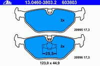 Колодки тормозные задние дисковые к-кт для BMW Z3 1995-2003 13.0460-3803.2 Ate
