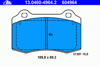 Комплект тормозных колодок, дисковый тормоз 13.0460-4964.2 Ate