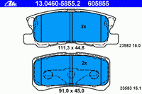 Колодки тормозные задние дисковые к-кт для Citroen C4 Aircross 2012-2017 13.0460-5855.2 Ate