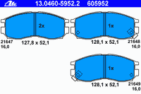 Комплект тормозных колодок, дисковый тормоз 13.0460-5952.2 Ate