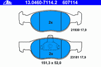 Комплект тормозных колодок, дисковый тормоз 13.0460-7114.2 Ate