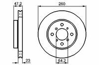 Диск тормозной передний не вентилируемый для Daihatsu Terios (J1) 1998-2005 0 986 478 415 Bosch