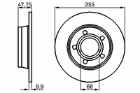 Тормозной диск задний Левый/Правый (легированный / высокоуглеродистый) AUDI A6 C5, ALLROAD C5 1.8-3. 0 986 478 480 Bosch