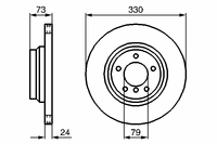 Тормозной диск передний Левый/Правый BMW 1 (E81), 1 (E82), 1 (E87), 1 (E88), 3 (E90), 3 (E91), 3 (E9 0 986 479 215 Bosch