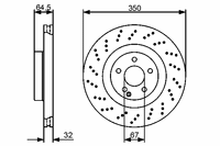 Тормозной диск передний Левый/Правый MERCEDES E T-MODEL (S211), E (W211), S (C216), S (W221), SL (R2 0 986 479 412 Bosch