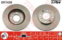 Тормозной диск передний Левый/Правый HONDA CIVIC V, CIVIC VI 1.3-1.6 10.91-02.01 DF1436 Trw/Lucas