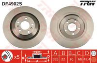 Тормозной диск задний Левый/Правый AUDI A8 D3 DF4902S Trw/Lucas