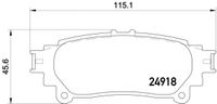 Колодки тормозные задние дисковые к-кт для Toyota Highlander III 2013-2019 2491801 Textar