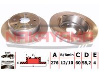Тормозной диск задний (не вент.) CHEVROLET EPICA 05-11 (276x12x4) Q4924 Nakayama