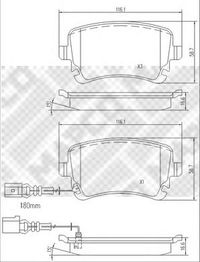 Колодки тормозные задние дисковые к-кт для VW Transporter T6 2015> 6794 Mapco