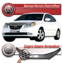 Дефлектор капота Hyundai Elantra 2006–2010 (Шелкография "карбон" серебро) 2010011003578 CA-plastic