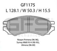 Колодки тормозные дисковые NISSAN Primera 90> P10 передние \GFS\ GF1175 Gfs
