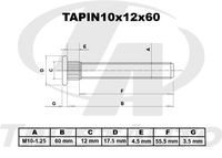 Шпилька опоры амортизатора (ТА); TAPIN10x12x60 tapin10x12x60 TrustAuto