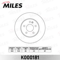 Тормозной диск передний MB W163 ML 98-- K000181 Miles
