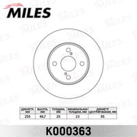 Тормозной диск передний T-TA COROLLA #E12# 01-08 [255mm] k000363 Miles