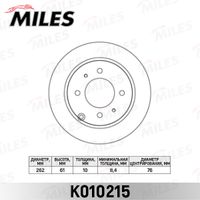Тормозной диск задний Sonata 5 Magentis 00-05 MILES K010215 Miles