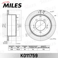 Тормозной диск задний T-TA LAND CRUISER #J100 98-- k011759 Miles