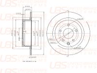 Тормозной диск для NISSAN JUKE 10-/QASHQAI 07- задний не вент.  1шт. b2205036 UBS