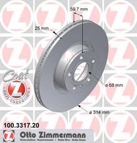 Тормозной диск передний 4F0615301D Otto Zimmermann 100.3317.20 Zimmermann