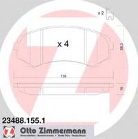 Комплект тормозных колодок, дисковый тормоз 23488.155.1 Zimmermann