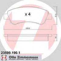 Комплект тормозных колодок, дисковый тормоз 23599.190.1 Zimmermann