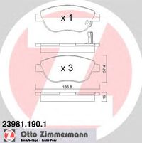 Комплект тормозных колодок, дисковый тормоз 23981.190.1 Zimmermann