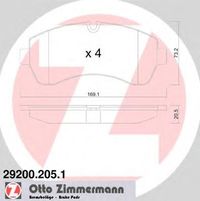 Комплект тормозных колодок, дисковый тормоз 29200.205.1 Zimmermann