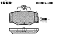 Комплект тормозных колодок, дисковый тормоз 180804-700 Icer