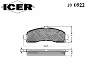 Комплект тормозных колодок, дисковый тормоз 180922 Icer