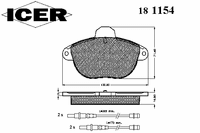 Комплект тормозных колодок, дисковый тормоз 181154 Icer