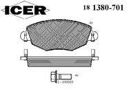Комплект тормозных колодок, дисковый тормоз 181380-701 Icer