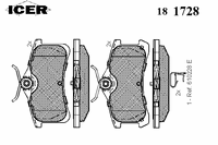 Колодки тормозные задние ди�сковые к-кт для Toyota Corolla E11 1997-2001 181728 Icer