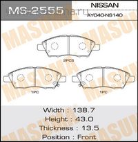 Тормозные колодки дисковые NISSAN CUBE/LATIO/MARCH/NOTE 08-передние MS2555 Masuma