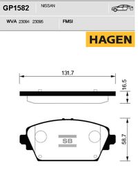 Колодки тормозные передние GP1582 Hagen GP1582 Sangsin