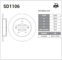 SD1106_диск тормозной задний!\ Hyundai i20 1.4/1.6/1.4CRDi/1.6CRDi 10> SD1106 Sangsin