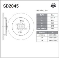 Тормозной диск KIA PICANTO задний 58411-07500 SangSin SD2045 Sangsin
