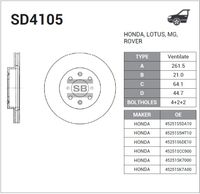 Тормозной диск передний вентилируемый SD4105 Sangsin