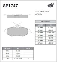 Колодки тормозные передние SP1747 sp1747 Sangsin