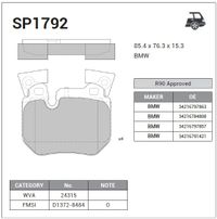 Комплект тормозных колодок, дисковый тормоз SP1792 Sangsin