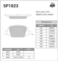 Комплект тормозных колодок, дисковый тормоз SP1823 Sangsin