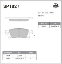 Колодки тормозные задние дисковые к-кт для Lexus NX 200/300H 2014> sp1827 Sangsin