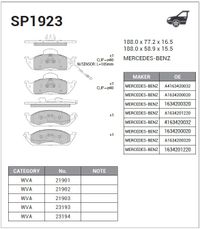 Комплект тормозных колодок, дисковый тормоз SP1923 Sangsin