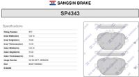 Колодки тормозные передние SP4343 SP4343 Sangsin