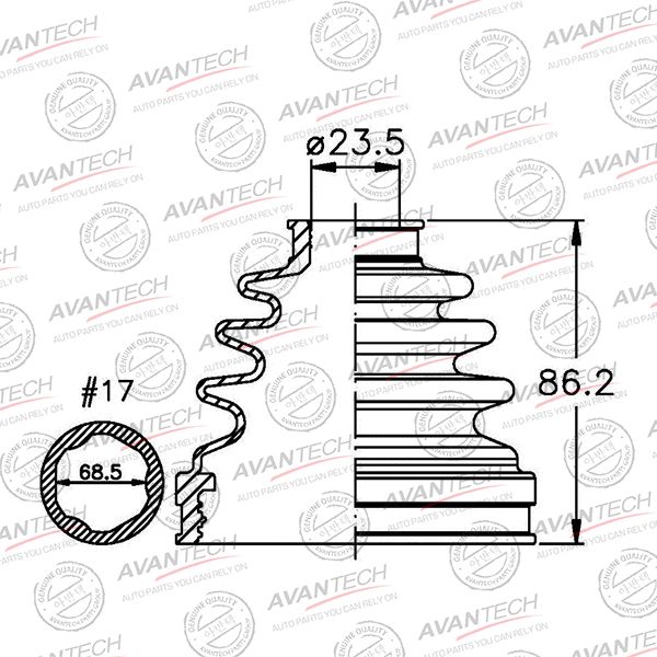 Пыльник ШРУСа внутр. пер для Nissan Teana J32 2008-2013 bd0228 Avantech