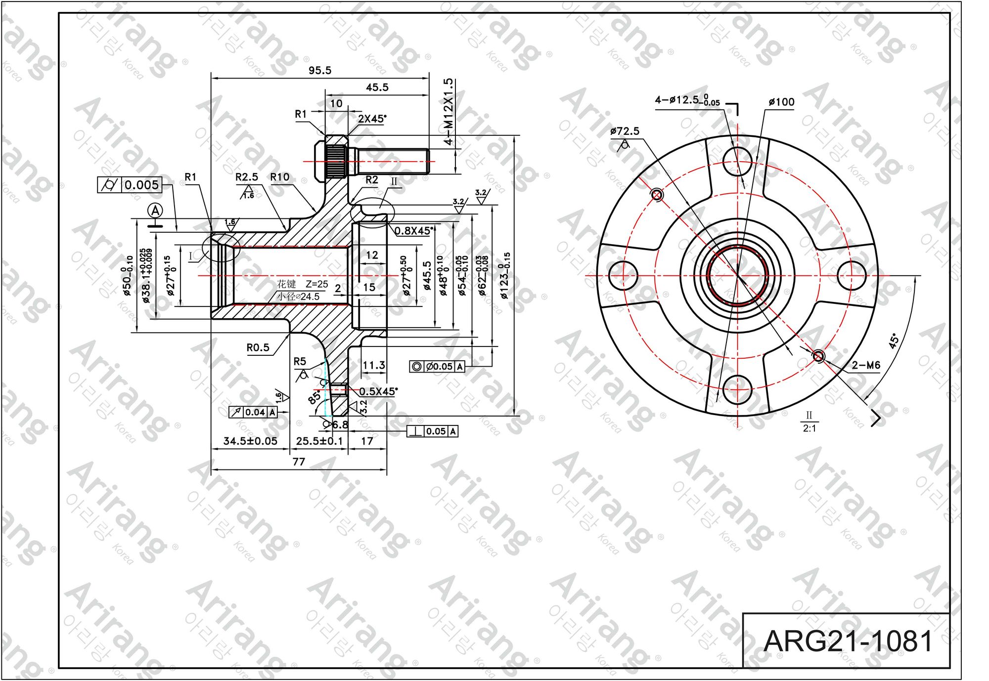 Ступица передняя/517501J000/ARG21-1051/ARIRANG arg211051 Arirang